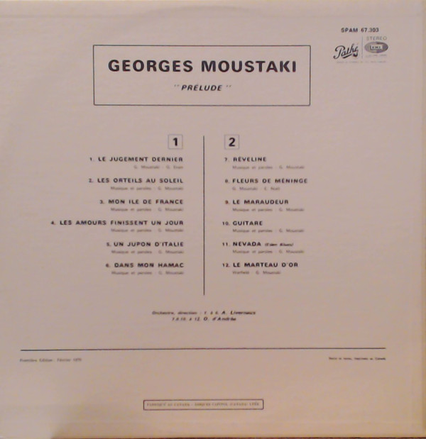Georges Moustaki - Prelude | Pathé (SPAM 67.303) - 2