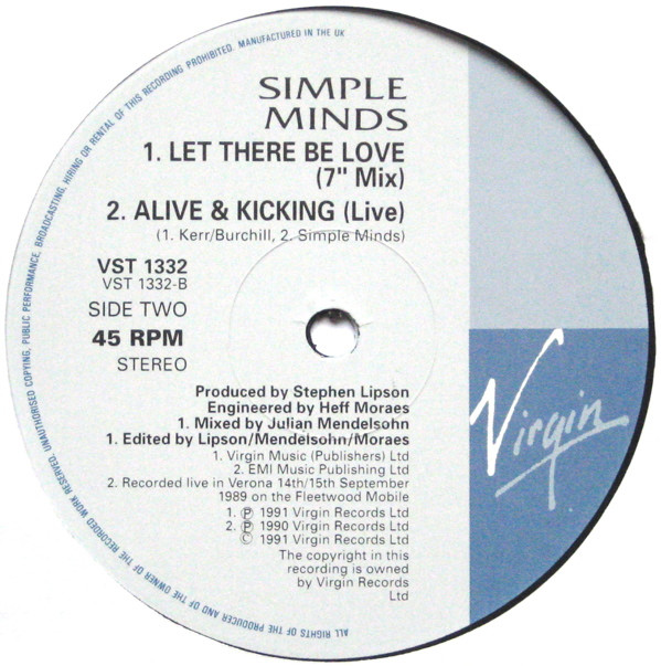 Simple Minds - Let There Be Love | Virgin (VST 1332) - 4 Simple Minds - Let There Be Love | Virgin (VST 1332) - 4