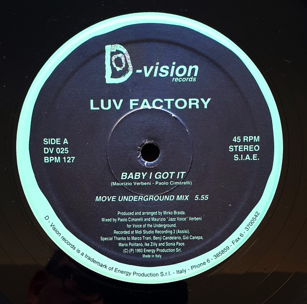 Luv Factory - Baby I Got It | D:vision Records (DV 025)