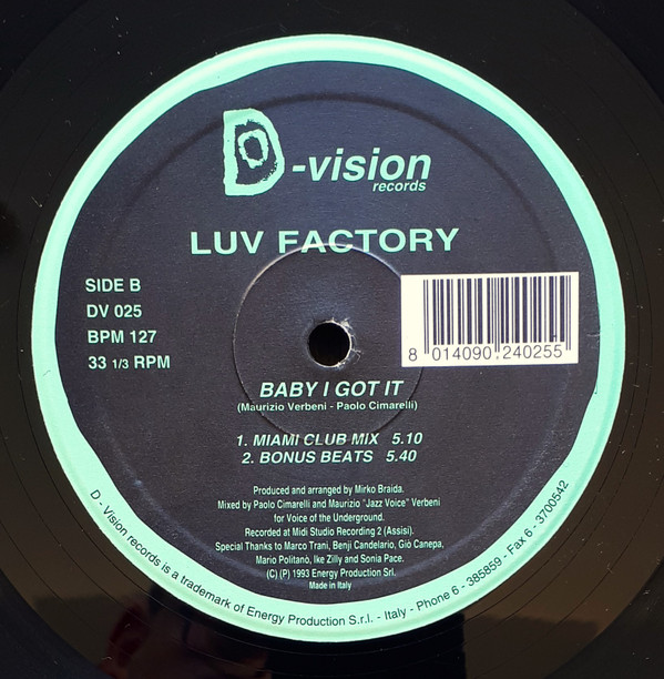 Luv Factory - Baby I Got It | D:vision Records (DV 025) - 2 Luv Factory - Baby I Got It | D:vision Records (DV 025) - 2