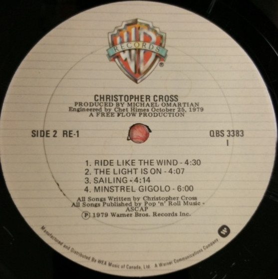 Christopher Cross - Christopher Cross | Warner Bros. Records (QBS 3383) - 4 Christopher Cross - Christopher Cross | Warner Bros. Records (QBS 3383) - 4
