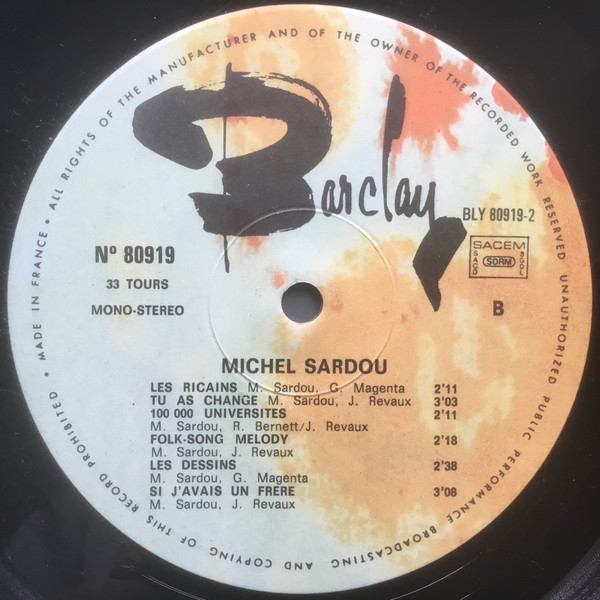 Michel Sardou - Michel Sardou | Barclay (80.919 / 920) - 5 Michel Sardou - Michel Sardou | Barclay (80.919 / 920) - 5