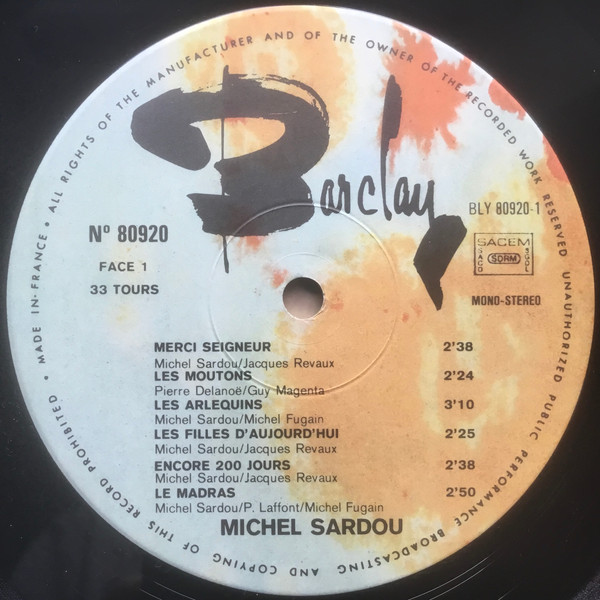 Michel Sardou - Michel Sardou | Barclay (80.919 / 920) - 6 Michel Sardou - Michel Sardou | Barclay (80.919 / 920) - 6