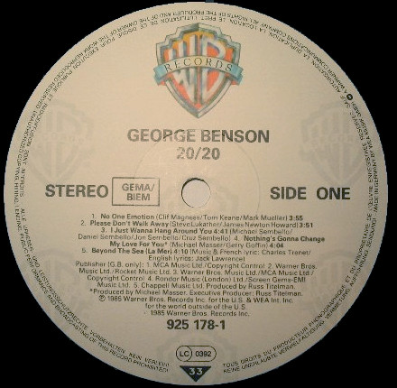 George Benson - 20/20 | Warner Bros. Records (925 178-1) - 3