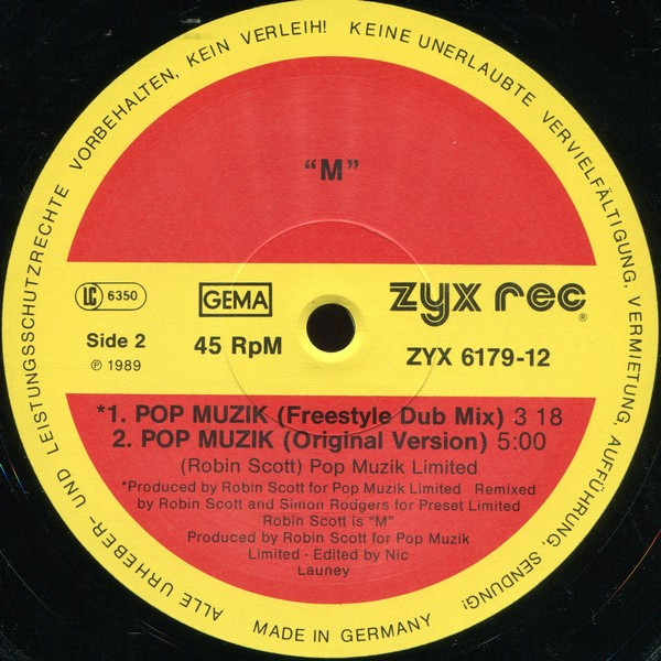 M - Pop Muzik (The 1989 Re-Mix) | ZYX Records (ZYX 6179-12) - 4