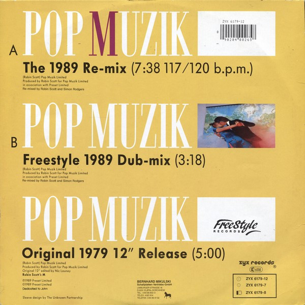 M - Pop Muzik (The 1989 Re-Mix) | ZYX Records (ZYX 6179-12) - 2