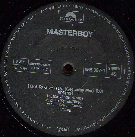 Masterboy - I Got To Give It Up | Polydor (855 367-1) - 3