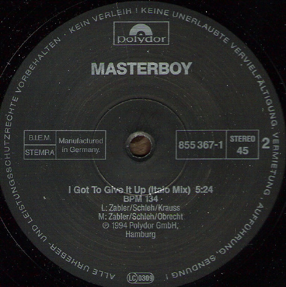 Masterboy - I Got To Give It Up | Polydor (855 367-1) - 4