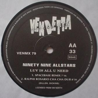 99 Allstars - Luv Is All U Need | Vendetta Records (VENMX 79) - 3