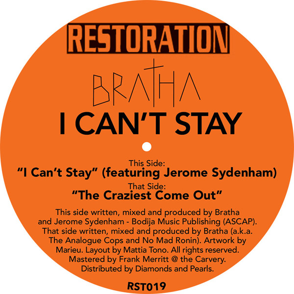 Bratha - I Can’t Stay | Restoration Records (RST-019) - main