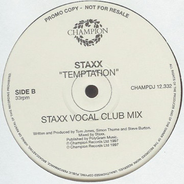 Staxx - Temptation | Champion (CHAMPDJ 12.332) - 2