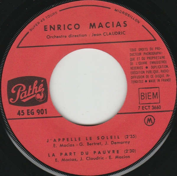 Enrico Macias - Mon Cœur D'attache | Pathé (EG 901) - 4