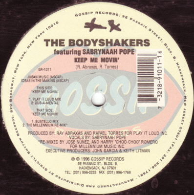 The Body Shakers Featuring Sabrynaah Pope - Keep Me Movin | Gossip Records (GR-1011) - main The Body Shakers Featuring Sabrynaah Pope - Keep Me Movin | Gossip Records (GR-1011) - main