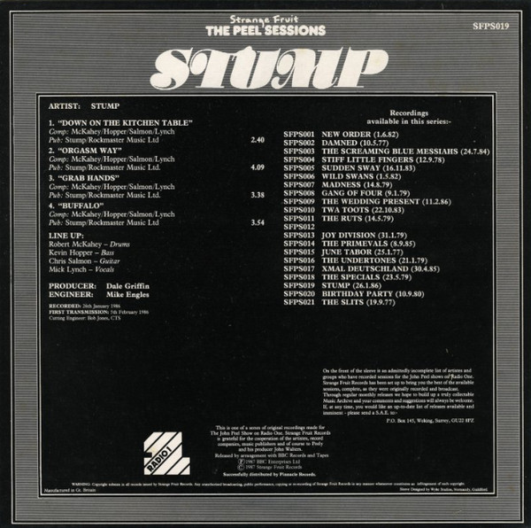 Stump - The Peel Sessions | Strange Fruit (SFPS019) - 2