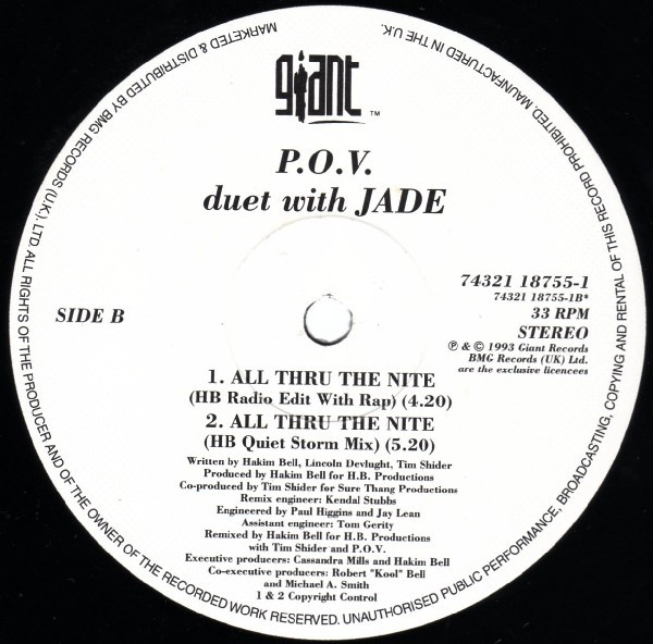 P.O.V. Duet With Jade - All Thru The Night | Giant Records (74321 18755 1) - 4 P.O.V. Duet With Jade - All Thru The Night | Giant Records (74321 18755 1) - 4
