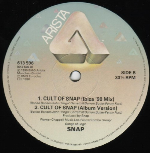 Snap! - Cult Of Snap (World Power Mix) | Arista (613 596) - 4