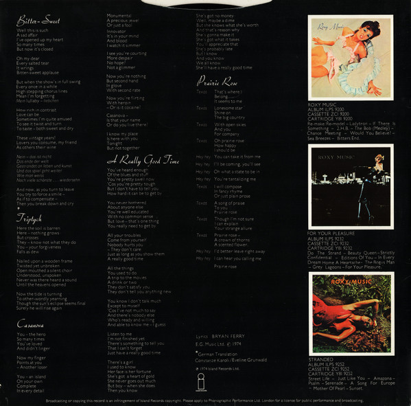 Roxy Music - Country Life | Island Records (ILPS 9303) - 6 Roxy Music - Country Life | Island Records (ILPS 9303) - 6