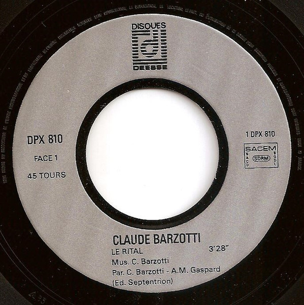 Claude Barzotti - Le Rital | Disques Déesse (DPX 810) - 3