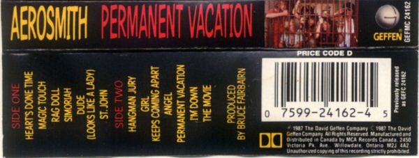 Aerosmith - Permanent Vacation | Geffen Records (GEFMC 24162) - 2 Aerosmith - Permanent Vacation | Geffen Records (GEFMC 24162) - 2