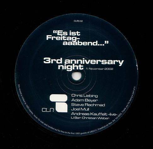Chris Liebing - Es Ist Freitag-aaabend... 3rd Anniversary Night | CLR (CLRS 02) - main Chris Liebing - Es Ist Freitag-aaabend... 3rd Anniversary Night | CLR (CLRS 02) - main