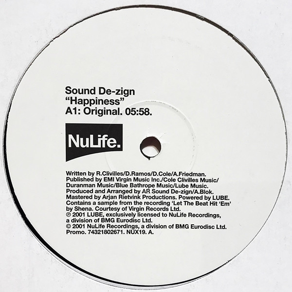 Sound De-Zign - Happiness | NuLife (NUX19) - 2