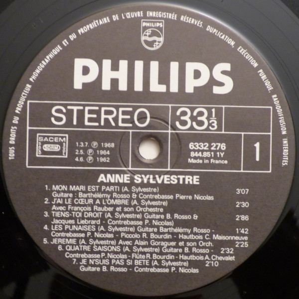 Anne Sylvestre - Anne Sylvestre N°1 | Philips (6332 276) - 3 Anne Sylvestre - Anne Sylvestre N°1 | Philips (6332 276) - 3