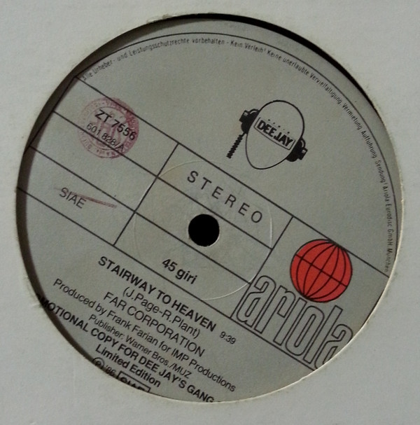 Far Corporation / Kissing The Pink - Stairway To Heaven / One Step | Dee Jay's Gang (ZT 7556) - 2 Far Corporation / Kissing The Pink - Stairway To Heaven / One Step | Dee Jay's Gang (ZT 7556) - 2