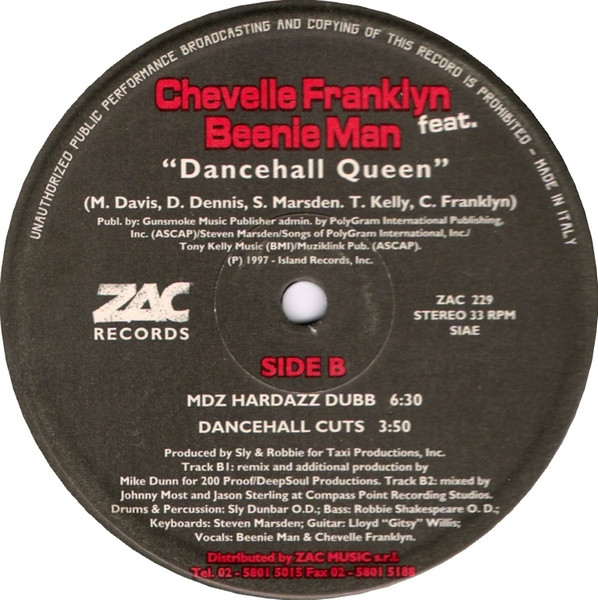 Chevelle Franklyn Feat. Beenie Man - Dancehall Queen | Zac Records (ZAC 229) - 2