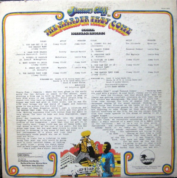 Various - The Harder They Come (Original Soundtrack Recording) | Mango (SMAS-7400) - 2