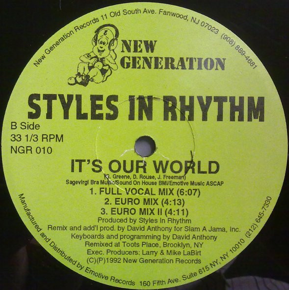 Styles In Rhythm - It's Our World | New Generation Records (NGR 010) - 2
