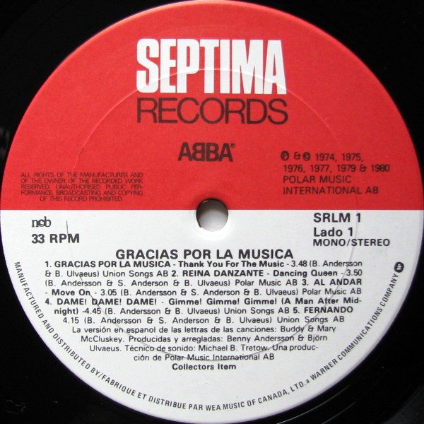 ABBA - Gracias Por La Musica | Septima Records (SRLM 1) - 4 ABBA - Gracias Por La Musica | Septima Records (SRLM 1) - 4