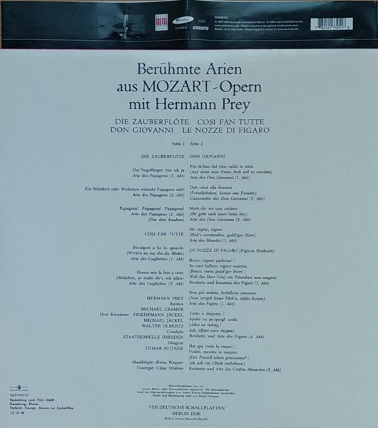 Berühmte Arien aus MOZART-Opern mit Hermann Prey