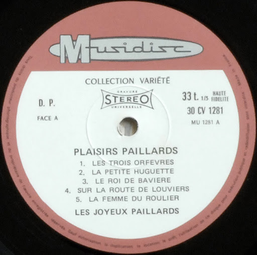Les Joyeux Paillards - Plaisirs Paillards | Musidisc (30 CV 1281) - 3 Les Joyeux Paillards - Plaisirs Paillards | Musidisc (30 CV 1281) - 3