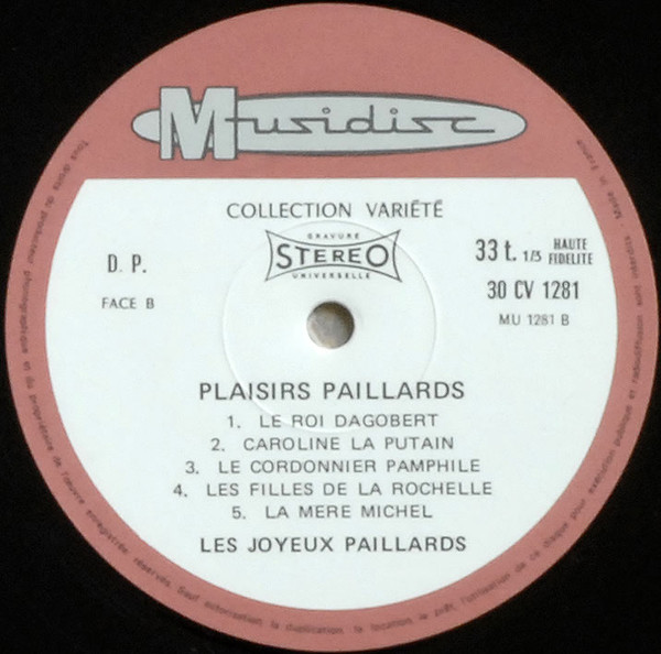 Les Joyeux Paillards - Plaisirs Paillards | Musidisc (30 CV 1281) - 4 Les Joyeux Paillards - Plaisirs Paillards | Musidisc (30 CV 1281) - 4