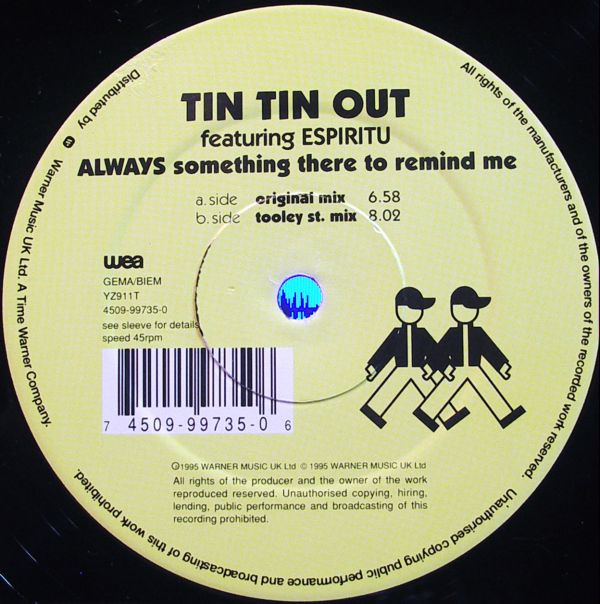 Tin Tin Out Featuring Espiritu - Always (Something There To Remind Me) | WEA (YZ911T) - 3