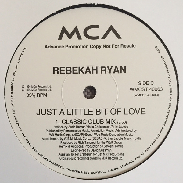Rebekah Ryan - Just A Little Bit Of Love (Promo 1) | MCA Records (WMCST 40063) - 4 Rebekah Ryan - Just A Little Bit Of Love (Promo 1) | MCA Records (WMCST 40063) - 4