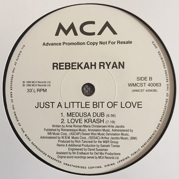 Rebekah Ryan - Just A Little Bit Of Love (Promo 1) | MCA Records (WMCST 40063) - 3 Rebekah Ryan - Just A Little Bit Of Love (Promo 1) | MCA Records (WMCST 40063) - 3