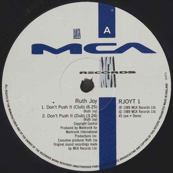 Ruth Joy - Don't Push It | MCA Records (RJOYT 1) - 3