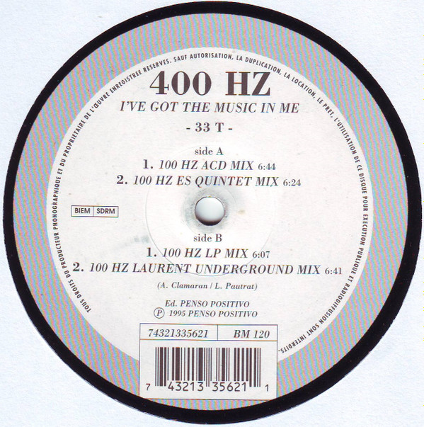 400 Hz - I've Got The Music In Me | North Records (74321 335621)
