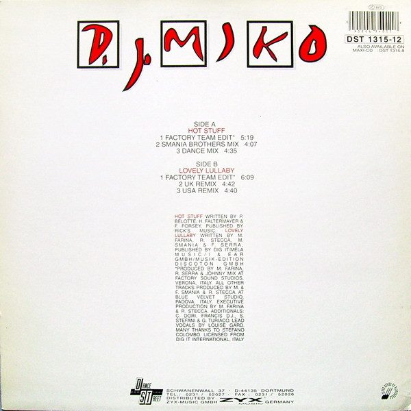 DJ Miko - Hot Stuff / Lovely Lullaby | Dance Street (DST 1315-12) - 2 DJ Miko - Hot Stuff / Lovely Lullaby | Dance Street (DST 1315-12) - 2
