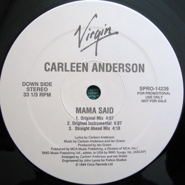 Carleen Anderson - Mama Said | Virgin (SPRO-14239) - 2 Carleen Anderson - Mama Said | Virgin (SPRO-14239) - 2