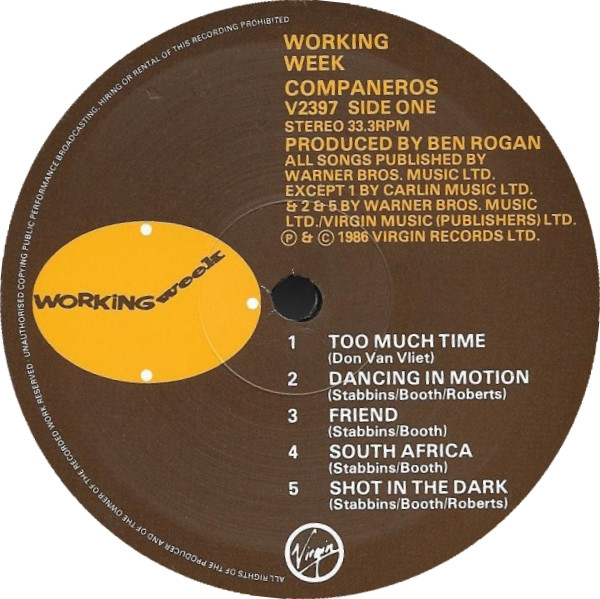 Working Week - Compañeros | Virgin (V 2397) - 3