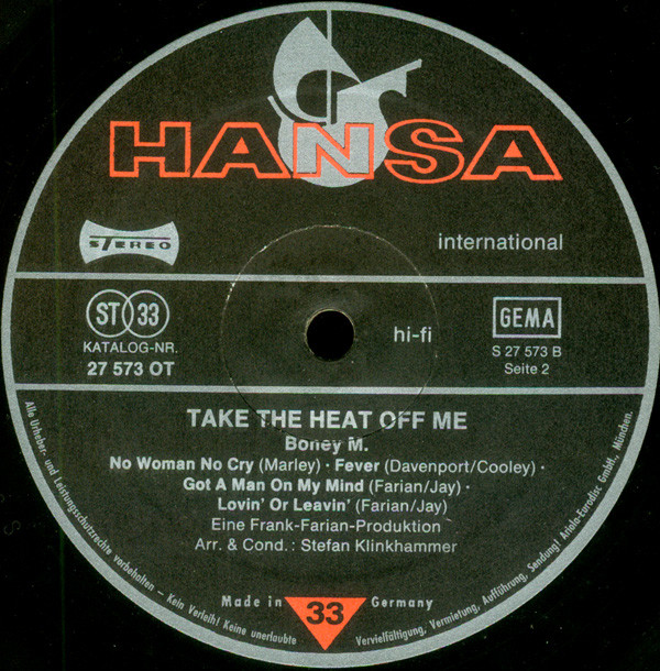Boney M. - Take The Heat Off Me | Hansa International (27 573 OT) - 4 Boney M. - Take The Heat Off Me | Hansa International (27 573 OT) - 4