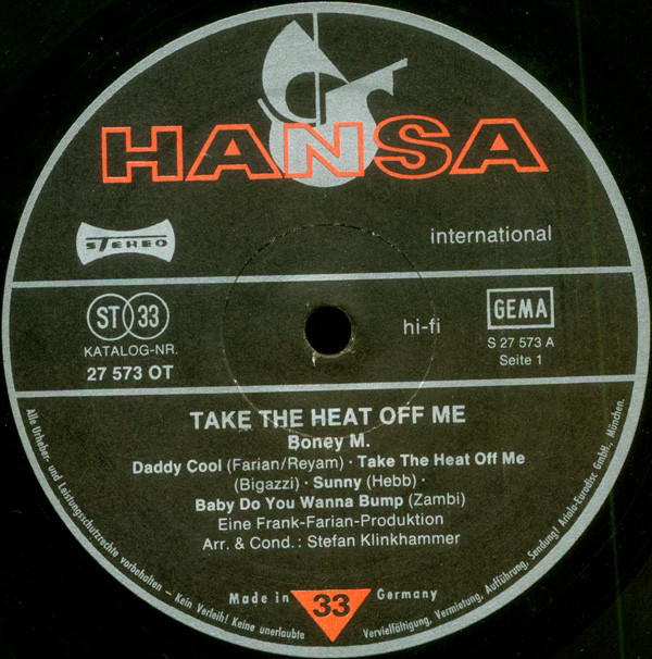 Boney M. - Take The Heat Off Me | Hansa International (27 573 OT) - 3 Boney M. - Take The Heat Off Me | Hansa International (27 573 OT) - 3