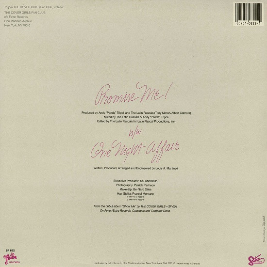 The Cover Girls - Promise Me | Fever Records (SF 822) - 2 The Cover Girls - Promise Me | Fever Records (SF 822) - 2