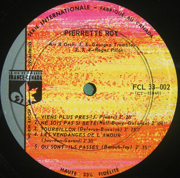 Pierrette Roy - Chante... | France-Canada (FCL 33-002) - 4 Pierrette Roy - Chante... | France-Canada (FCL 33-002) - 4