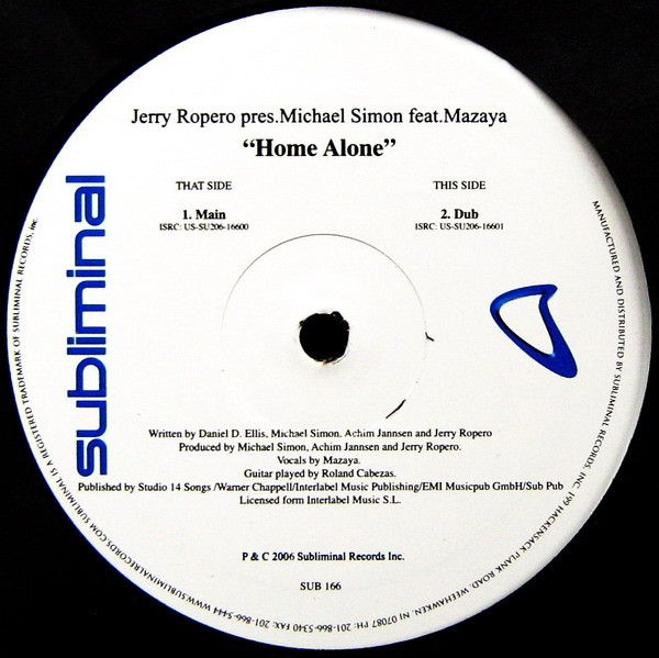 Jerry Ropero Pres. Michael Simon Feat. Mazaya - Home Alone | Subliminal (SUB 166) - 4