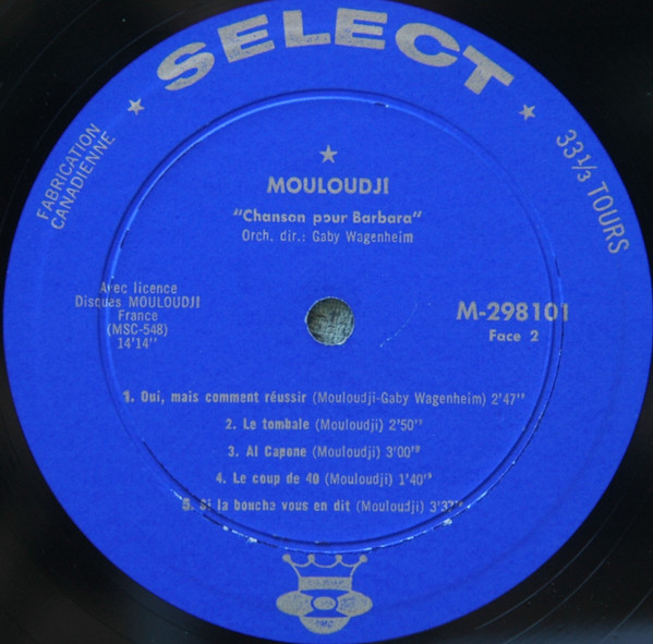 Mouloudji - Chanson Pour Barbara | Select (M-298.101) - 4