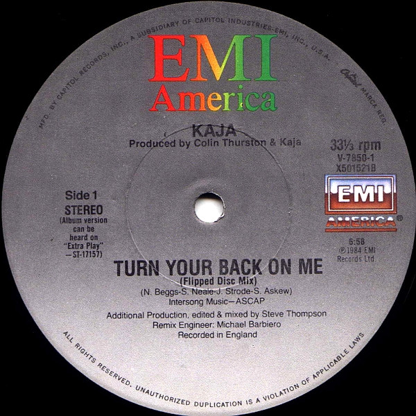Kaja - Turn Your Back On Me | EMI America (V-7850-1/2) - main