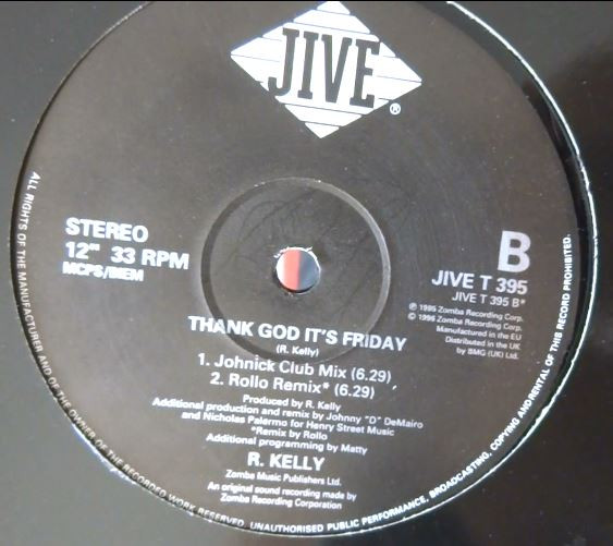 R. Kelly - Thank God It's Friday | Jive (JIVE T 395) - 3